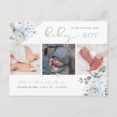 PixDezines Waterverf Dusty Blue Rses Briefkaart (Voorkant)