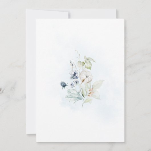 PixDezines Waterverf Dusty Blue Winter Cotton Kaart (Achterkant)