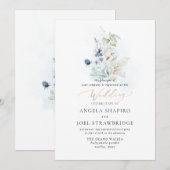 PixDezines Waterverf Dusty Blue Winter Cotton Kaart (Voorkant / Achterkant)