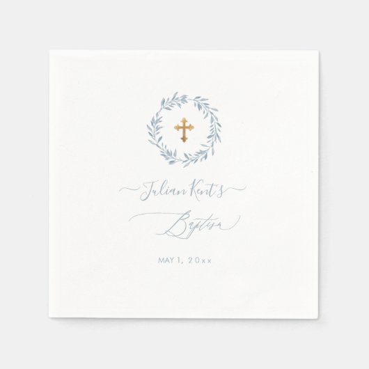 PixDezines Waterverf Dusty Blue Wreate Servet (Voorkant)