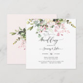 PixDezines Waterverf Dusty Blush Pink Eucalyptus Kaart (Voorkant / Achterkant)