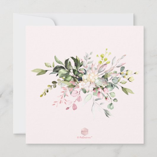PixDezines Waterverf Dusty Blush Pink Eucalyptus Kaart (Achterkant)