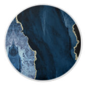 PixDezines Waterverf Dusty in Navy Blue Agate Keramische Knop (Voorkant)