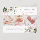 PixDezines Waterverf Dusty Pink Eucalyptus Birth Briefkaart (Voorkant)