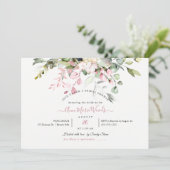 PixDezines Waterverf Dusty Pink Eucalyptus Bridal Kaart (Staand voorkant)