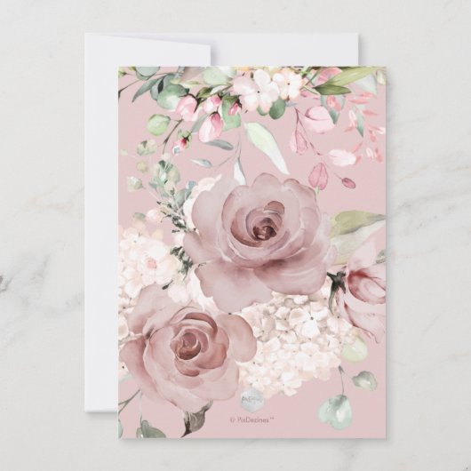 PixDezines Waterverf Dusty Roos Kaart (Achterkant)