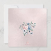 PixDezines Waterverf Dusty Roos Navy Blue Wedding Kaart (Achterkant)