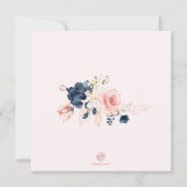 PixDezines Waterverf Dusty Roos Navy Blue Wedding Kaart (Achterkant)