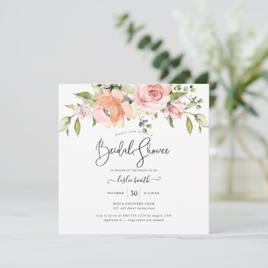 PixDezines Waterverf Dusty Roos Vrijgezellenfeest Kaart (Staand voorkant)