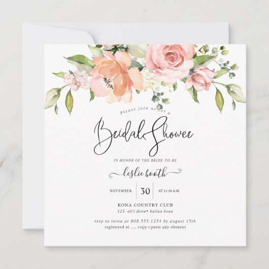 PixDezines Waterverf Dusty Roos Vrijgezellenfeest Kaart (Voorkant)