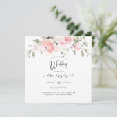 PixDezines Waterverf Dusty Roos Wedding Kaart (Staand voorkant)