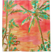 PixDezines Waterverf Effects/Hawaii/Coral/Blauwgro Douchegordijn (Voorkant)