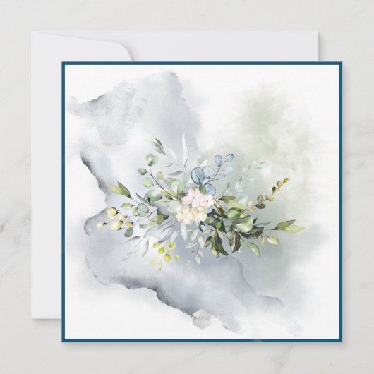 PixDezines Waterverf Elegant Blue Gum Eucalyptus Kaart (Achterkant)