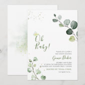 PixDezines Waterverf Eucalyptus Baby shower Kaart (Voorkant / Achterkant)