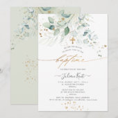 PixDezines Waterverf Eucalyptus Baptême Kaart (Voorkant / Achterkant)