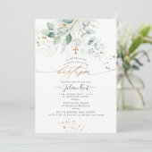 PixDezines Waterverf Eucalyptus Baptisme Kaart (Staand voorkant)