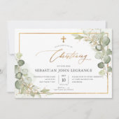 PixDezines Waterverf Eucalyptus Christening Kaart (Voorkant)