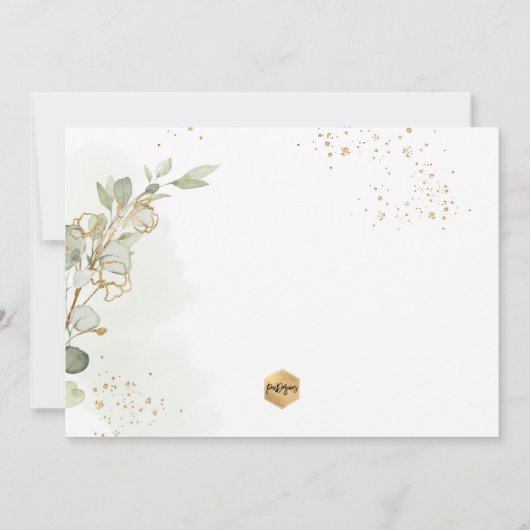 PixDezines Waterverf Eucalyptus Christening Kaart (Achterkant)