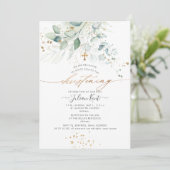 PixDezines Waterverf Eucalyptus Christening Kaart (Staand voorkant)