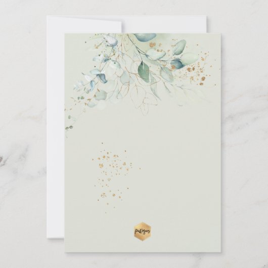 PixDezines Waterverf Eucalyptus Christening Kaart (Achterkant)