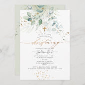 PixDezines Waterverf Eucalyptus Christening Kaart (Voorkant / Achterkant)