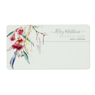 PixDezines Waterverf Eucalyptus Flowers Etiket