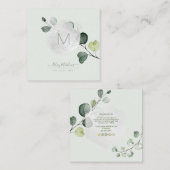 PixDezines Waterverf Eucalyptus Foliage Vierkante Visitekaartje (Voorkant / Achterkant)