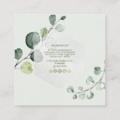 PixDezines Waterverf Eucalyptus Foliage Vierkante Visitekaartje (Achterkant)