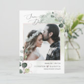 PixDezines Waterverf Eucalyptus Foto Opslagdatum Kaart (Staand voorkant)