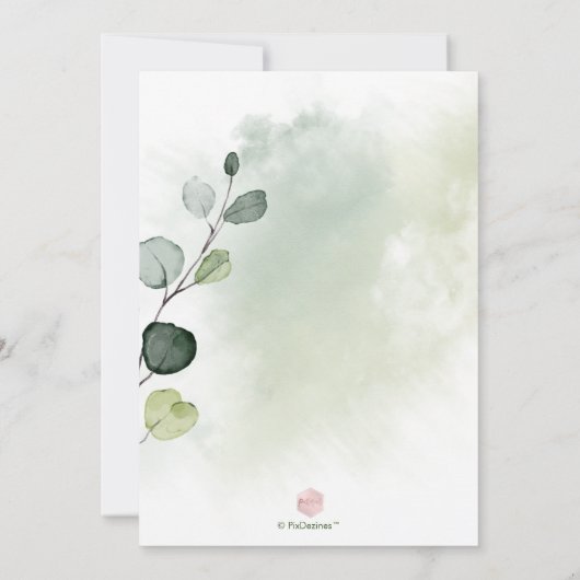 PixDezines Waterverf Eucalyptus Foto Opslagdatum Kaart (Achterkant)