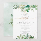 PixDezines Waterverf Eucalyptus Groene Doop  Kaart (Voorkant / Achterkant)