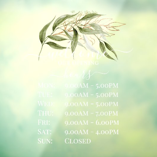 PixDezines Waterverf Eucalyptus Sprig Winkel Uren Raamsticker (Vel 3)