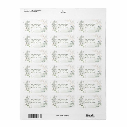 PixDezines Waterverf Eucalyptus Wreath Etiket (Full Sheet)