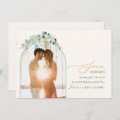 PixDezines Waterverf Eucalyptus Wreath Greenery Save The Date (Voorkant / Achterkant)