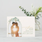PixDezines Waterverf Eucalyptus Wreath Greenery Save The Date (Staand voorkant)