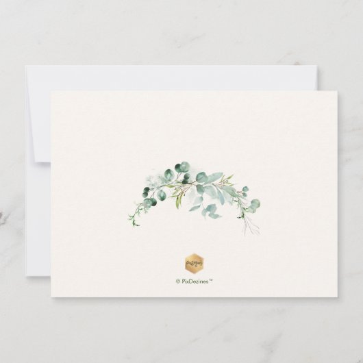PixDezines Waterverf Eucalyptus Wreath Greenery Save The Date (Achterkant)