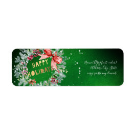 PixDezines Waterverf Feestdagen Winter Wreath Etiket