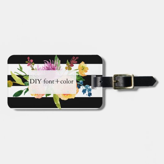 PixDezines waterverf/floraal Bagagelabel (Voorkant horizontaal)
