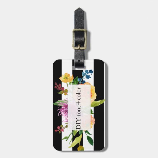 PixDezines waterverf/floraal Bagagelabel (Voorkant verticaal)