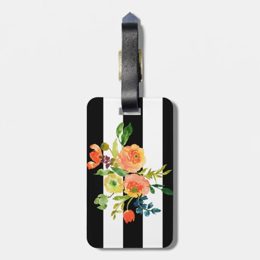 PixDezines waterverf/floraal Bagagelabel (Achterkant verticaal)