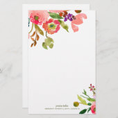 PixDezines Waterverf Floral/DIY achtergrond Briefpapier (Voorkant / Achterkant)