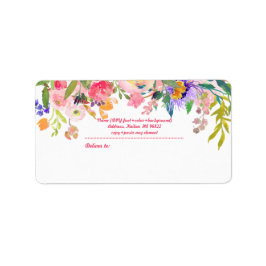 PixDezines Waterverf Floral/Peonies Etiket