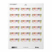 PixDezines Waterverf Floral/Peonies Etiket (Full Sheet)