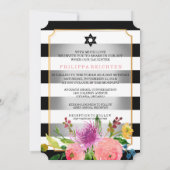 PixDezines waterverf/florale/stripes bat mitzvah Kaart (Achterkant)