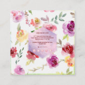 PixDezines Waterverf Flowers Blue Honeycomb Vierkante Visitekaartje (Achterkant)