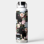 PixDezines Waterverf Flowers Blush Blue Waterfles (Achterkant)