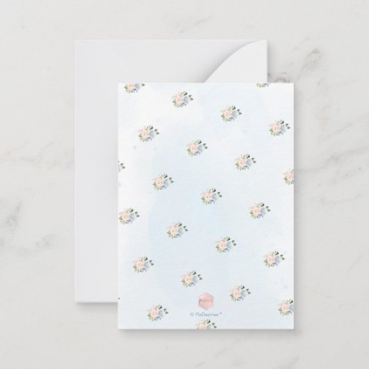 PixDezines Waterverf Flowers Blush Dusty Blue Notitiekaartje (Achterkant)