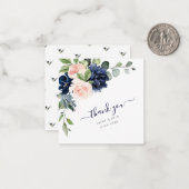 PixDezines Waterverf Flowers Blush Navy bedankt Notitiekaartje (Voorkant / Achterkant in situ)