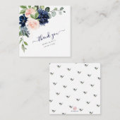 PixDezines Waterverf Flowers Blush Navy bedankt Notitiekaartje (Voorkant / Achterkant)