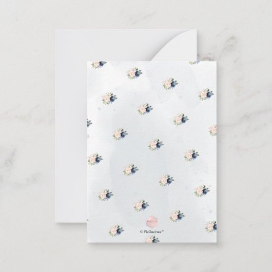 PixDezines Waterverf Flowers Blush Navy Blue Notitiekaartje (Achterkant)